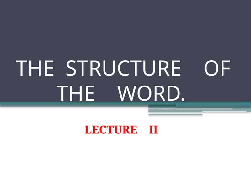 THE STRUCTURE OF THE WORD