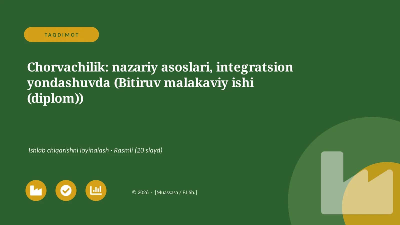 Chorvachilik: nazariy asoslari, integratsion yondashuvda (Bitiruv malakaviy ishi (diplom))