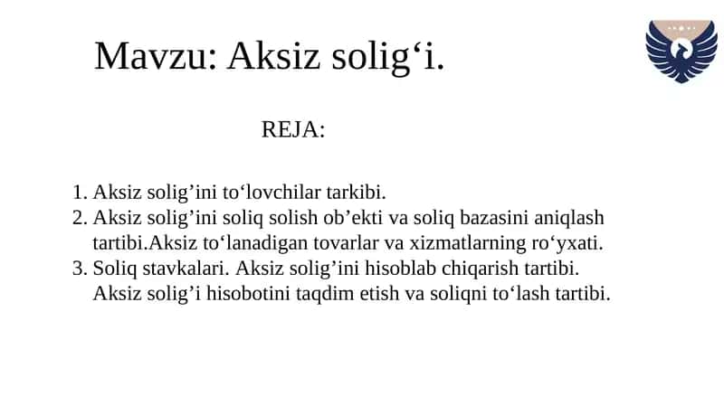 Aksiz solig‘i.