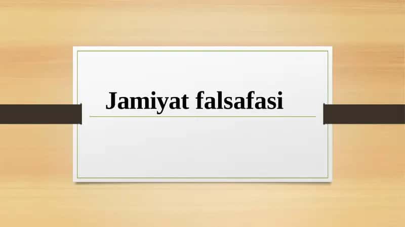 Jamiyat falsafasi