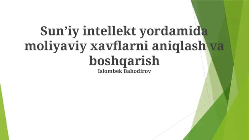 Moliyaviy modellashtirish va simulyatsiyalarda AI