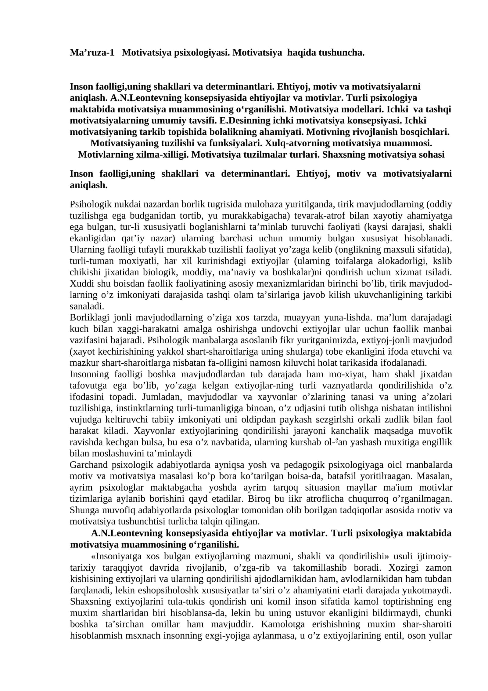 Motivatsiya psixologiyasi