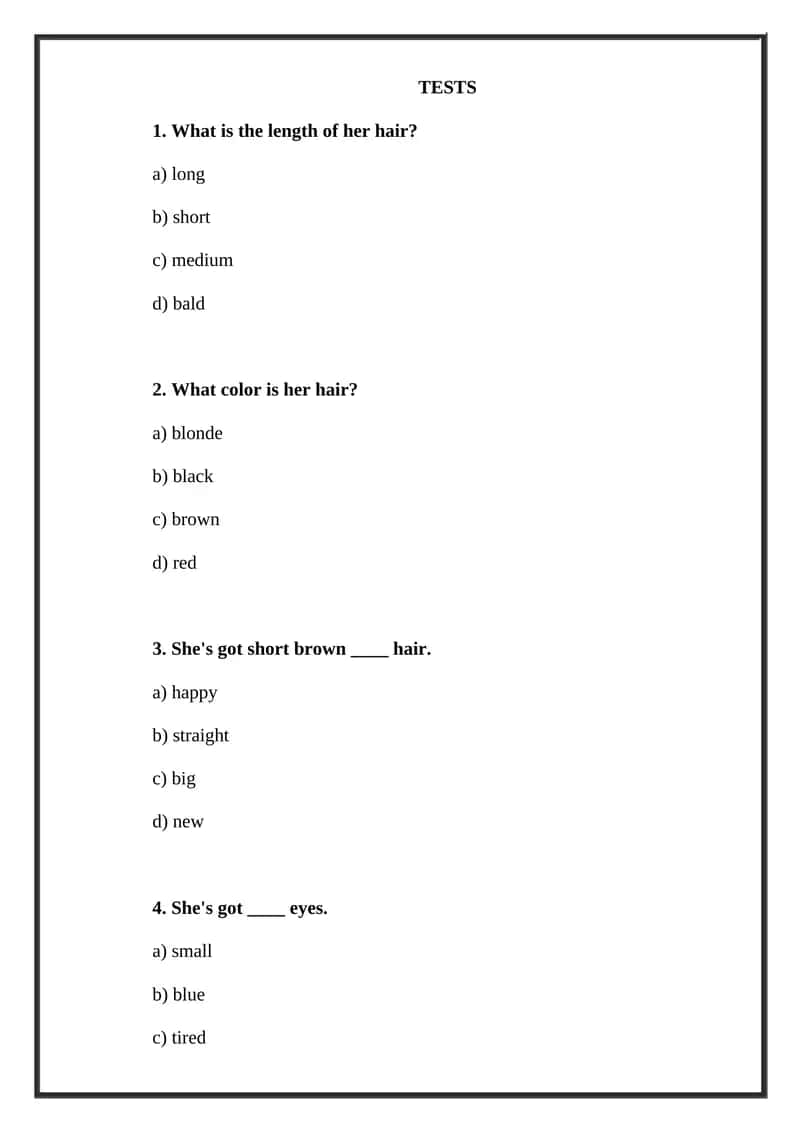 TESTS English