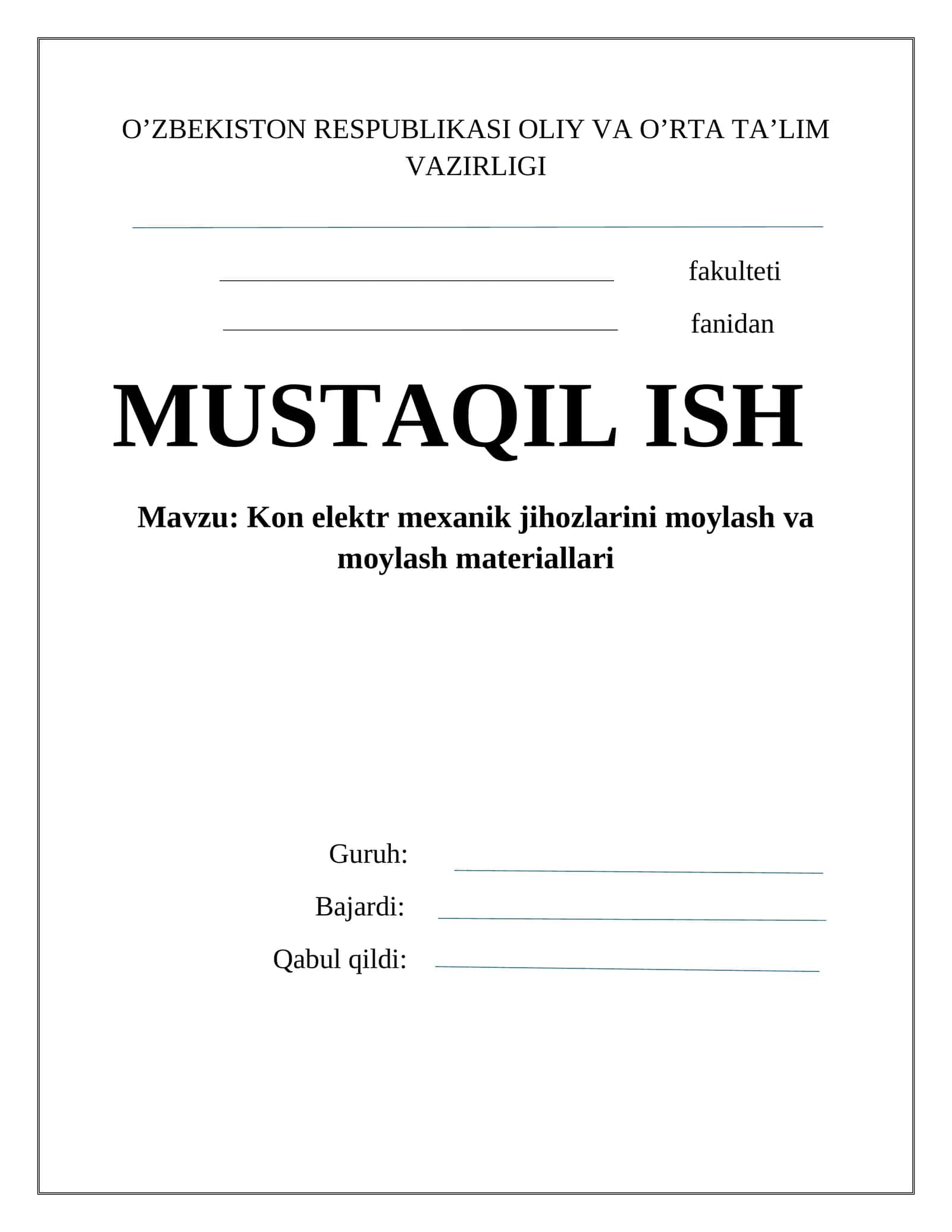 Kon elеktr mехanik jihozlarini moylash va moylash matеriallari