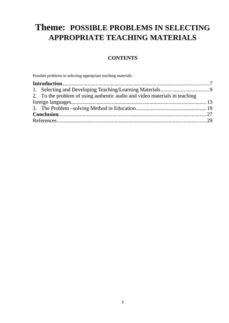 POSSIBLE PROBLEMS IN SELECTING APPROPRIATE TEACHING MATERIALS