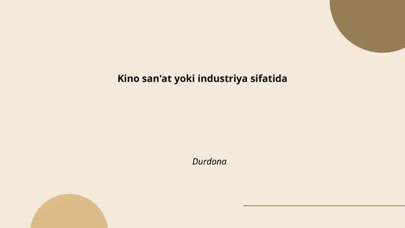 Kino San'ati: Estetika va Uslubiyat Darsi