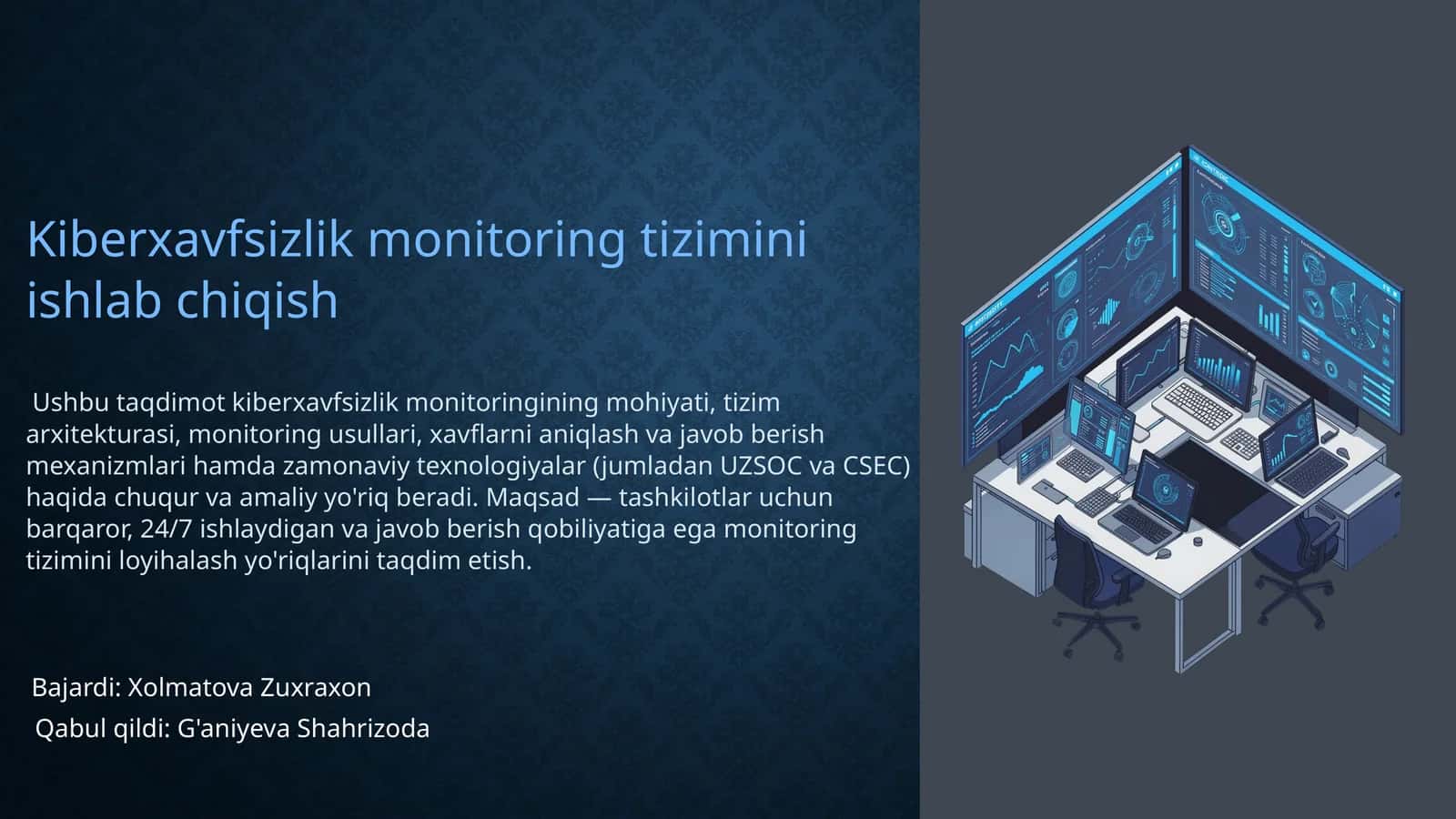 Kiberxavfsizlik monitoring tizimini ishlab chiqish