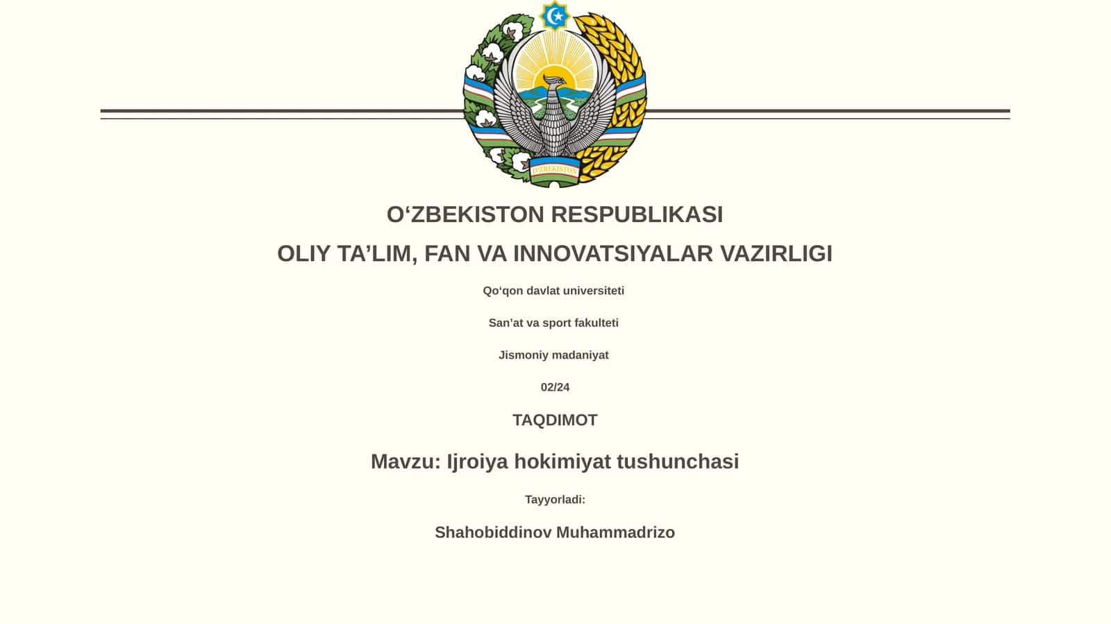 Ijroiya hokimiyat tushunchasi