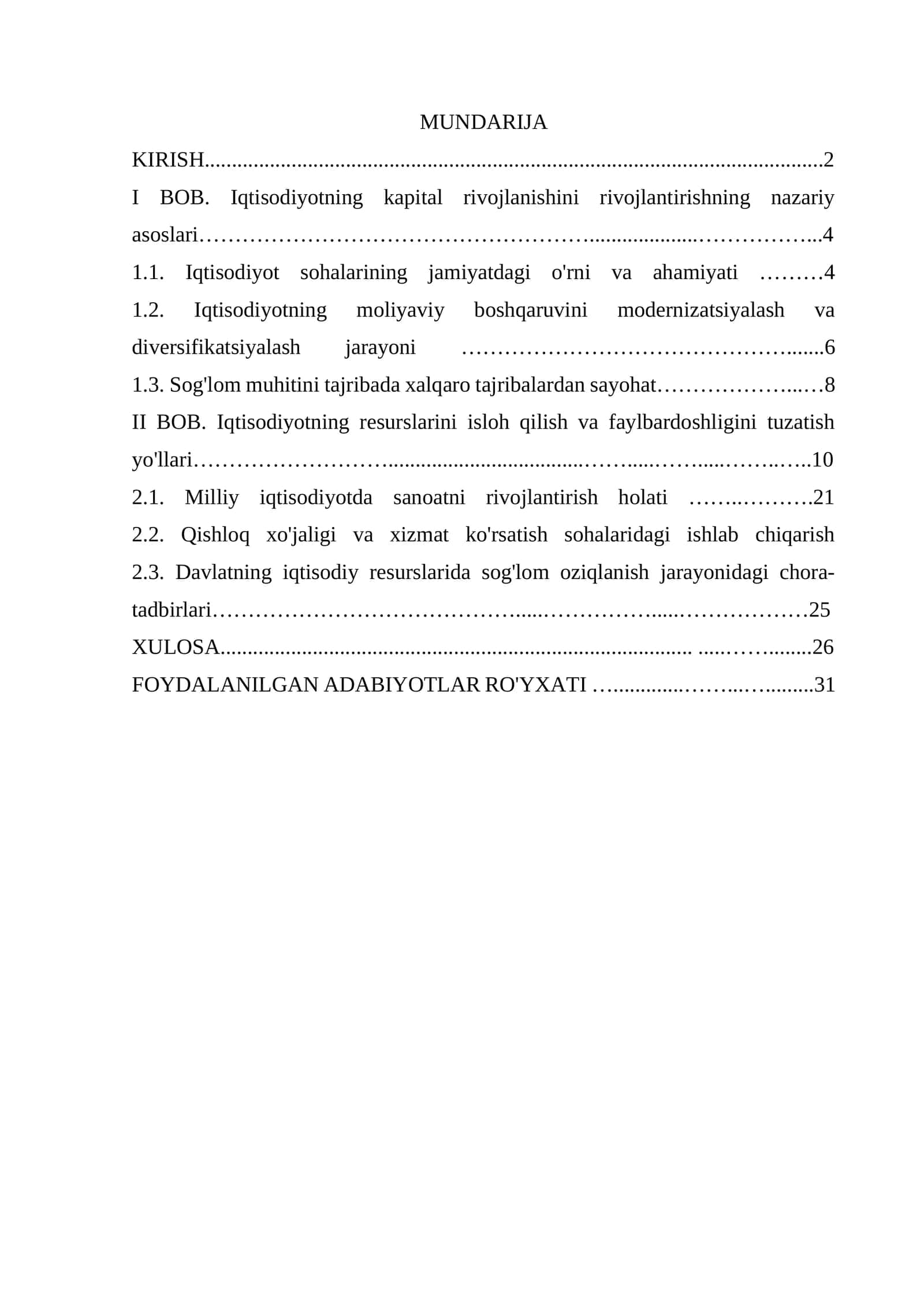 Iqtisodiyotning kapital rivojlanishini rivojlantirishning nazariy asoslari