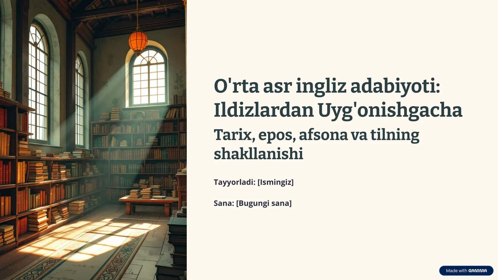 O'rta asr ingliz adabiyoti: Ildizlardan Uyg'onishgacha
