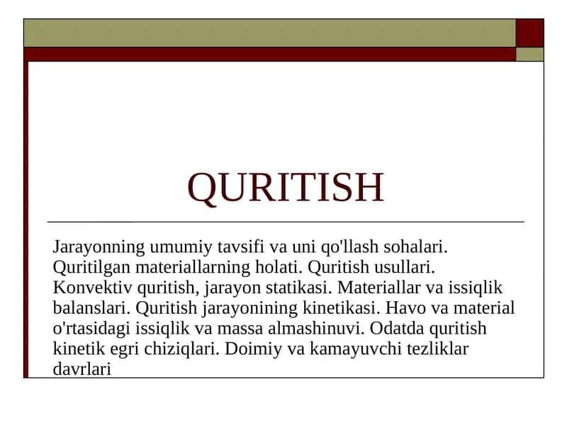 Quritish va Deyidratsiya