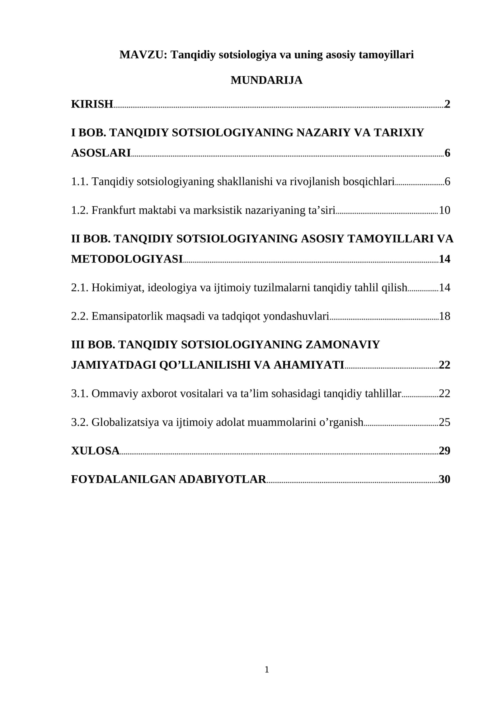 Tanqidiy sotsiologiya va uning asosiy tamoyillari