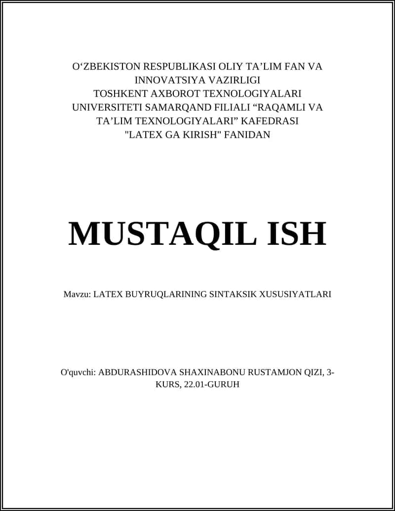 LATEX GA KIRISH