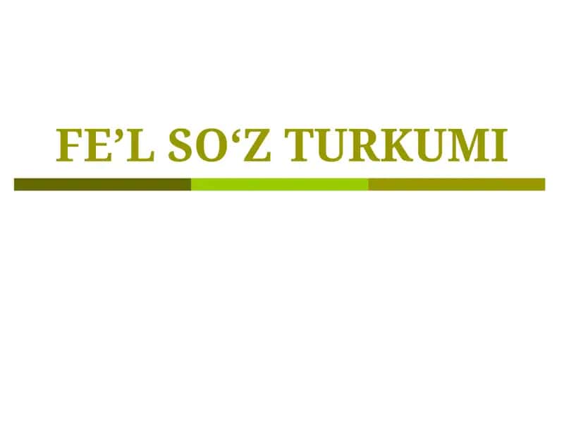 Fe’l so‘z turkumi