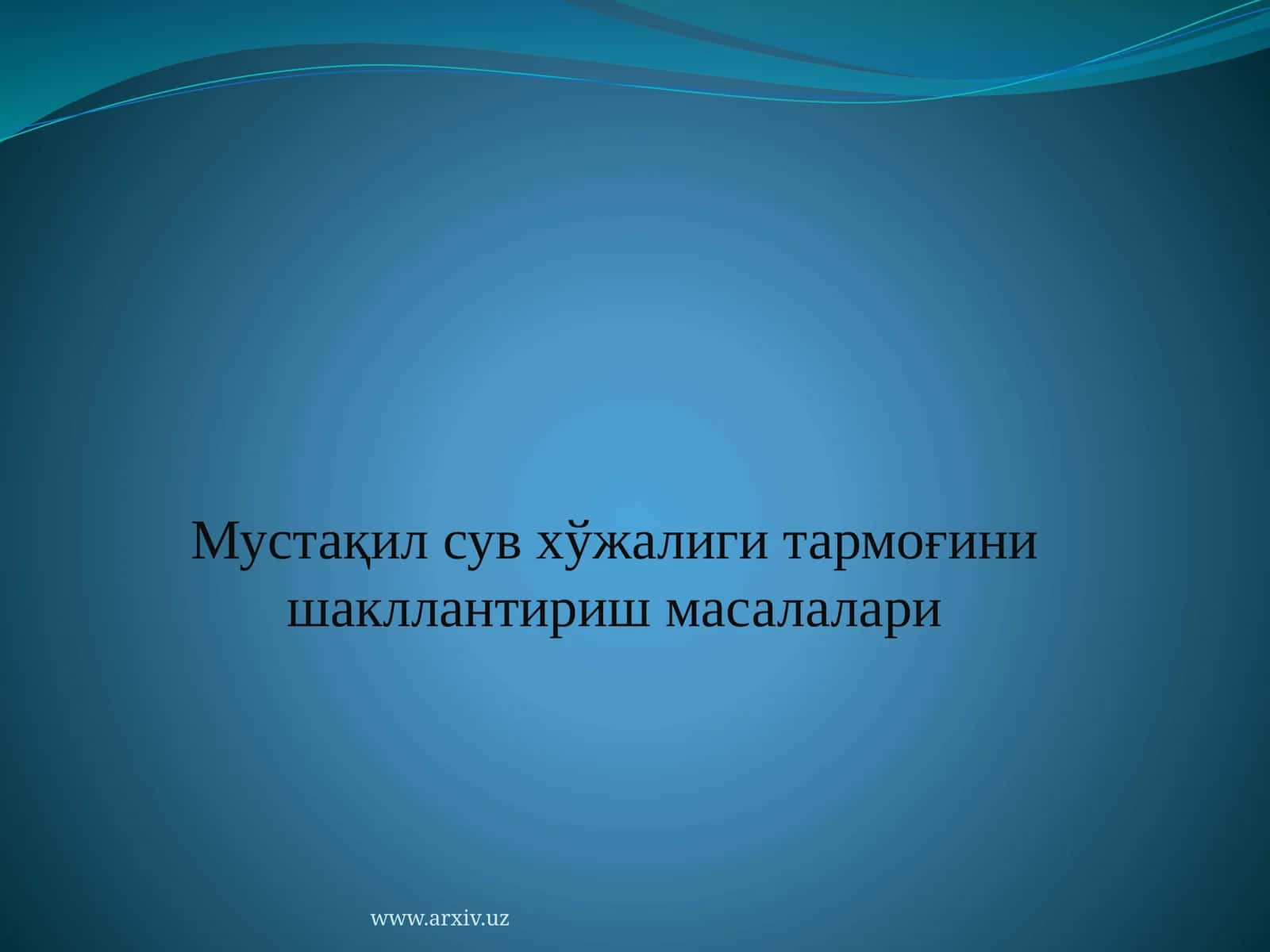 Мустақил сув хўжалиги тармоғини шакллантириш масалалари