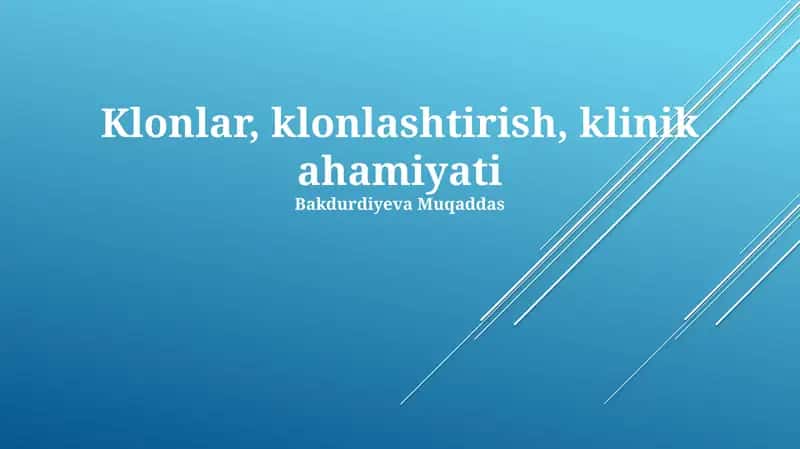 Terapevtik Klonlashning Regenerativ Tibbiyotdagi Ahamiyati
