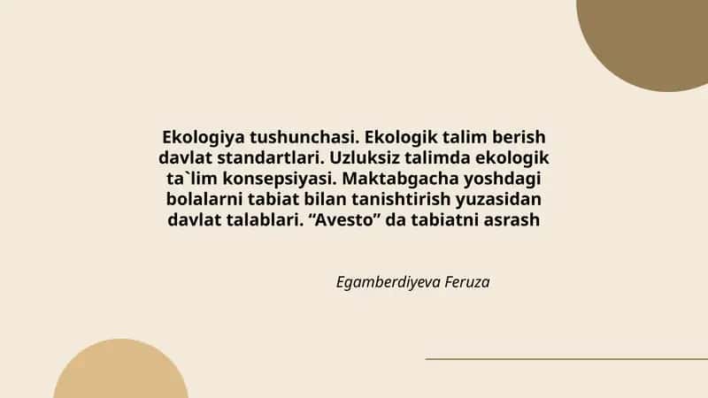 Ekologiya tushunchasi