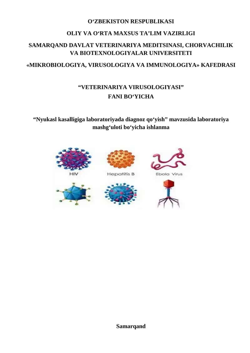 Nyukasl kasalligiga laboratoriyada diagnoz qo‘yish