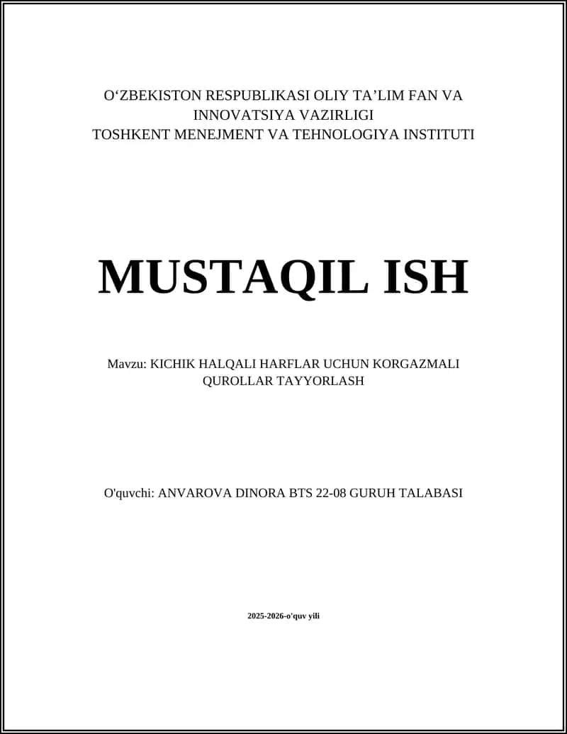 Kichik halqali harflar uchun ko'rgazmali qurollar tayyorlash