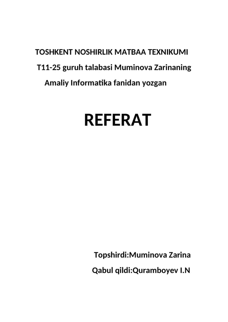 Amaliy Informatika REFERAT