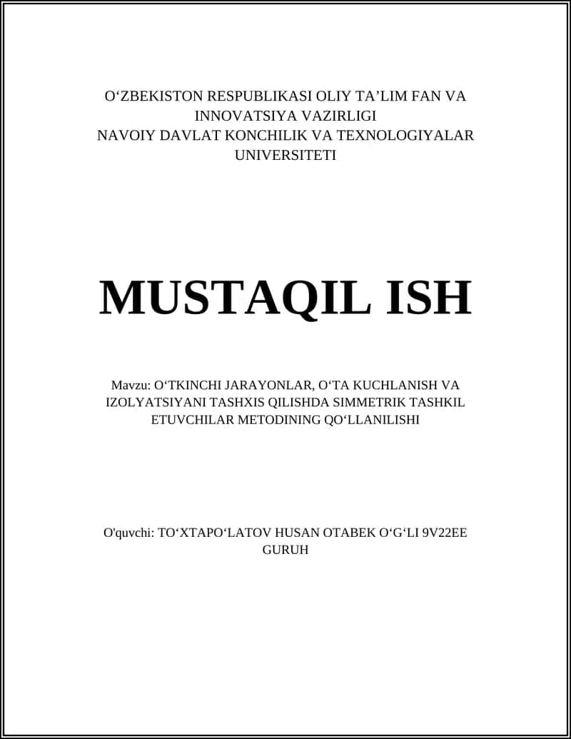 Simmetrik Tashkil Etuvchilar Metodi