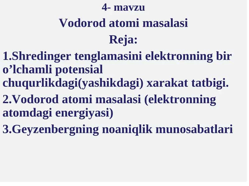 Vodorod atomi masalasi