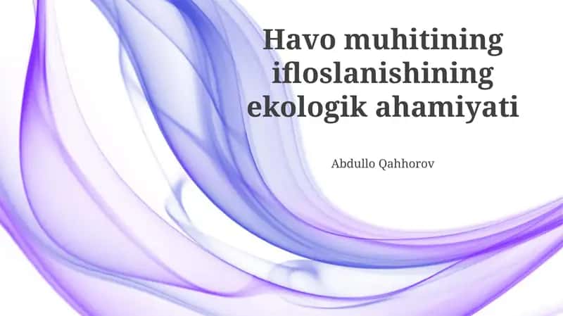 Havo muhitining ifloslanishining ekologik ahamiyati