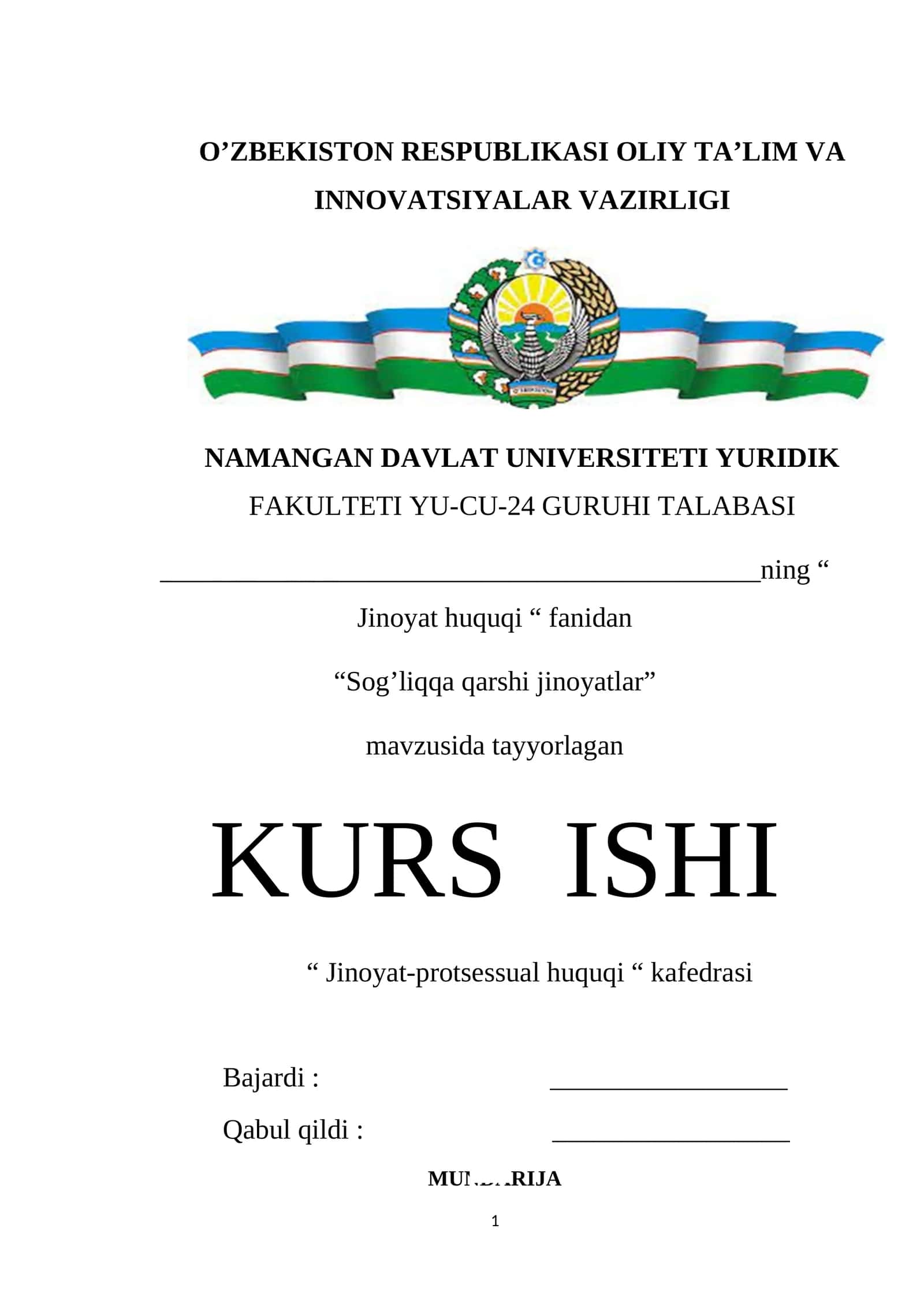 Sog’liqqa qarshi jinoyatlar
