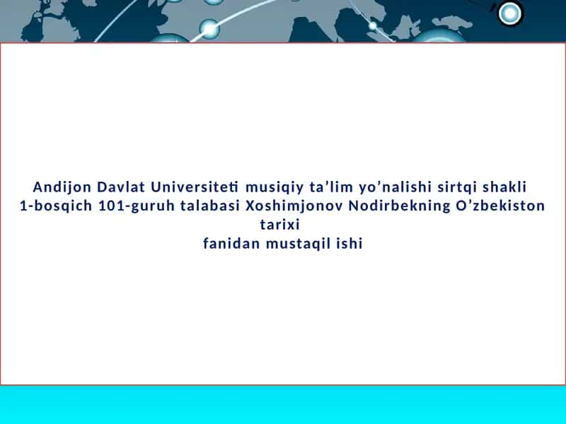 O‘zbekiston tarixi fanidan mustaqilishi