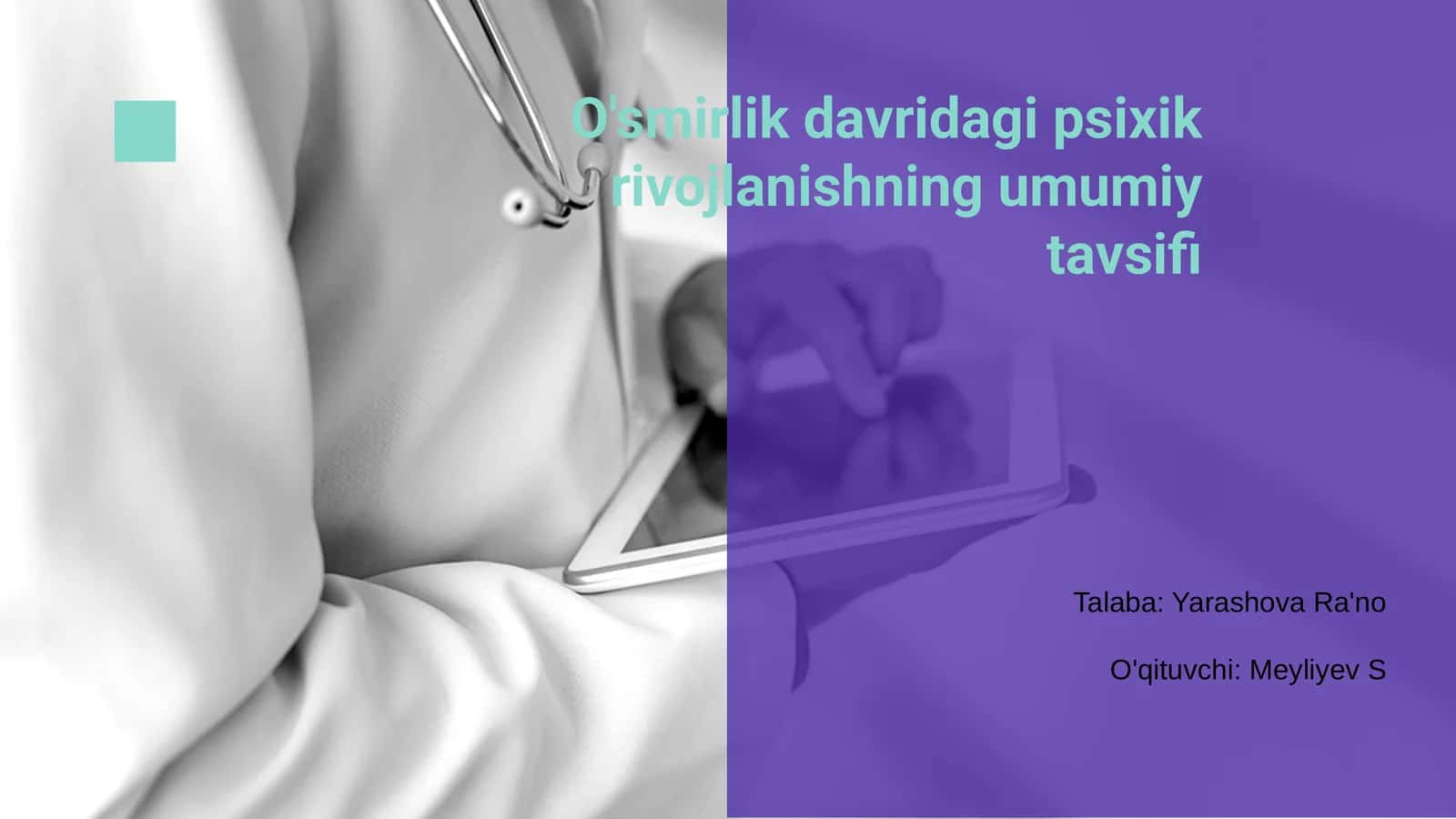 O'smirlik davridagi psixik rivojlanishning umumiy tavsifi