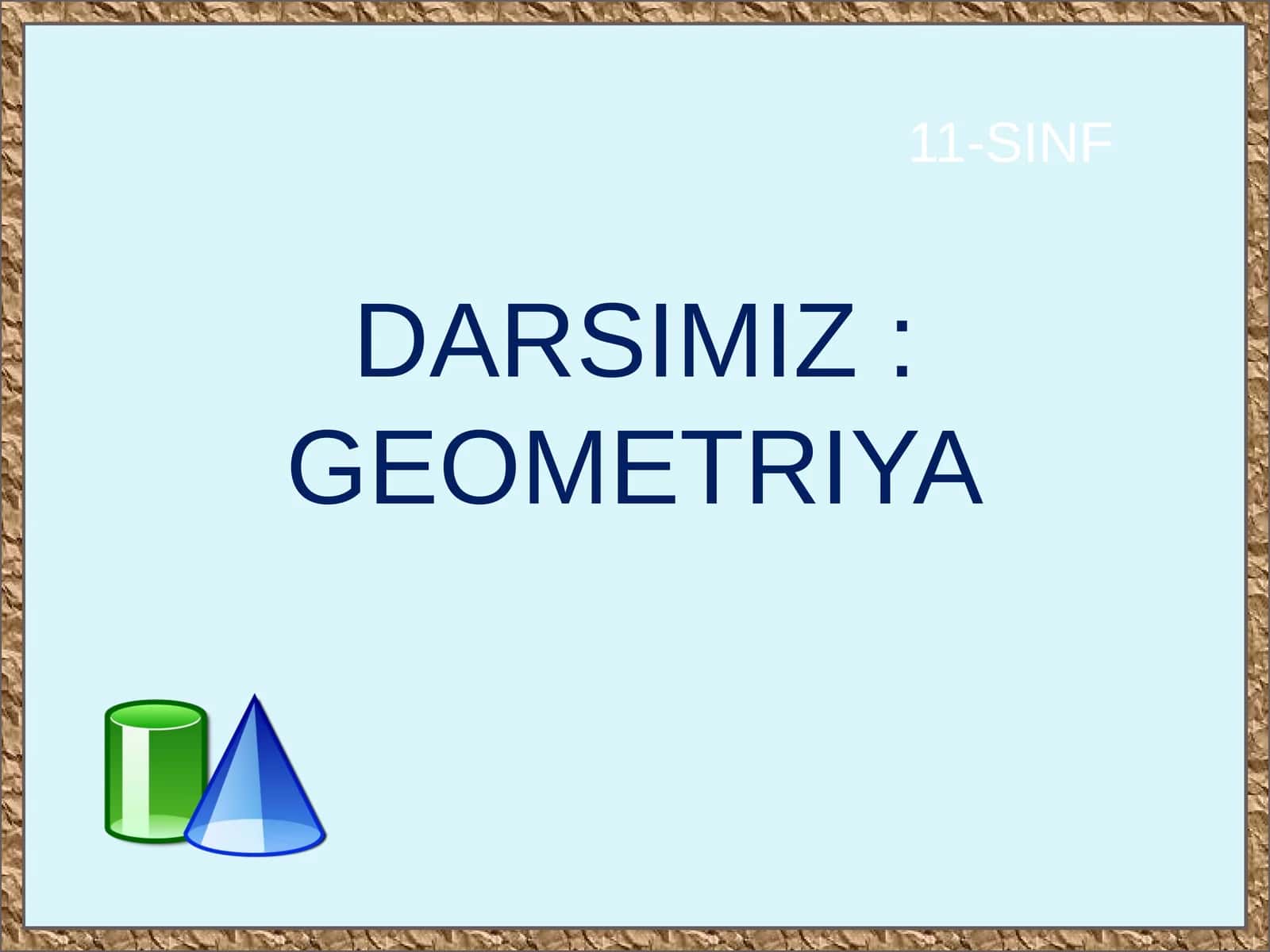 11-sinf Geometriya fanidan Konusning sirti va hajmi mavzusida ochiq dars ishlanma