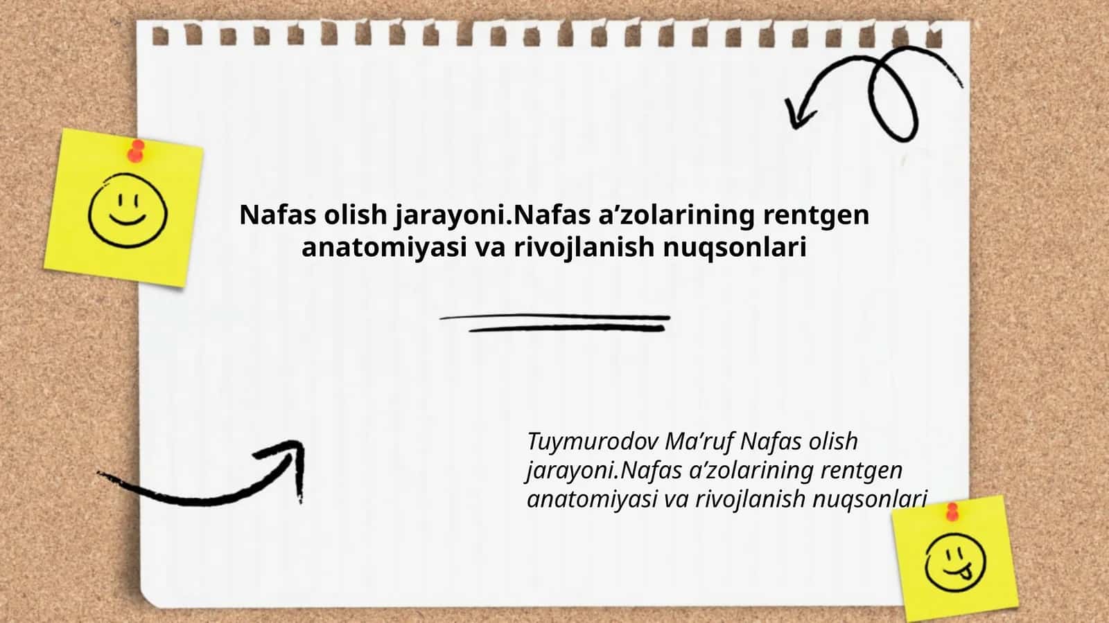 Nafas olish jarayoni.Nafas aʼzolarining rentgen anatomiyasi va rivojlanish nuqsonlari