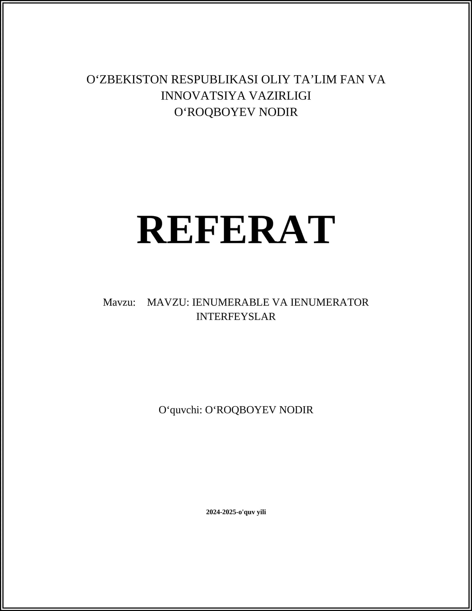 IENUMERABLE VA IENUMERATOR INTERFEYSLAR