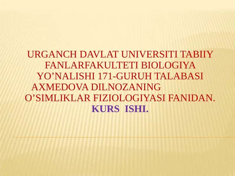 O’simliklar fiziologiyasi