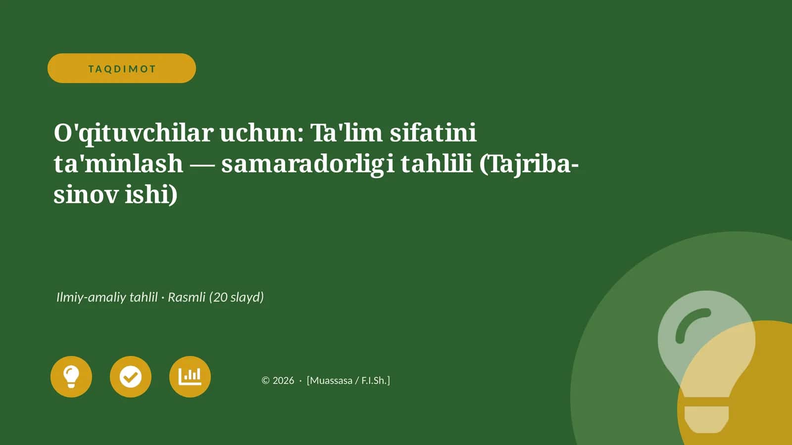 Ilmiy-amaliy tahlil: Ta'lim sifatini ta'minlash