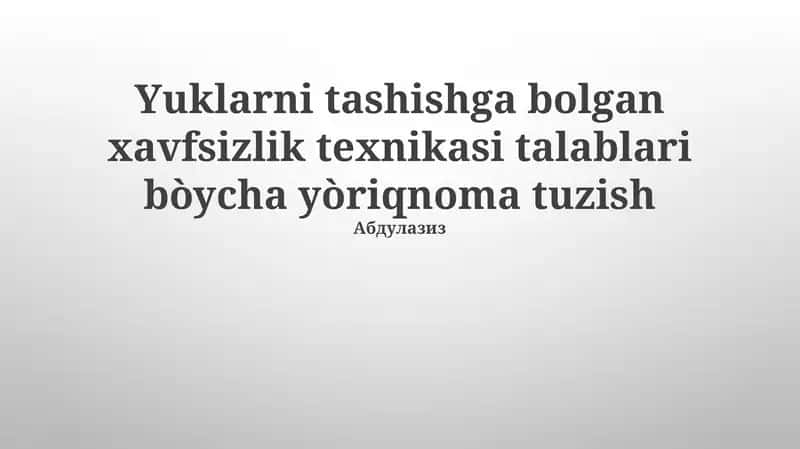 Xavfsiz Yuk Tashiish