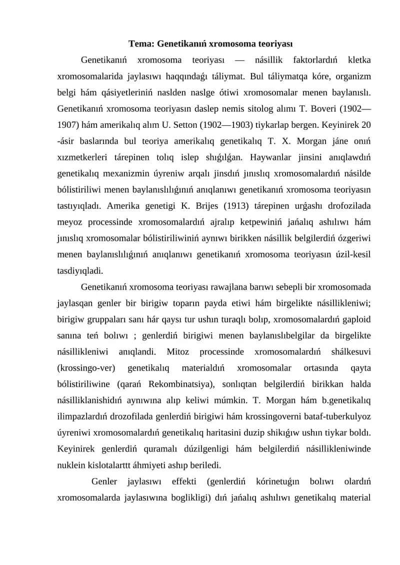 Genetikanıń xromosoma teoriyası