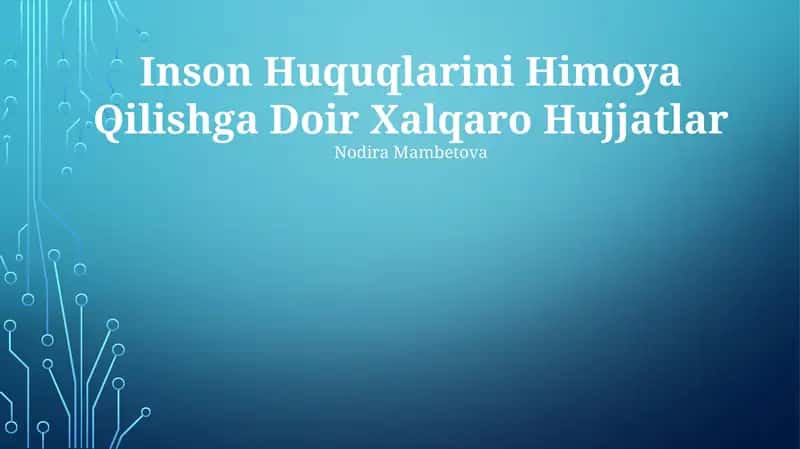 Inson Huquqlarini Himoya Qilishga Doir Xalqaro Hujjatlar