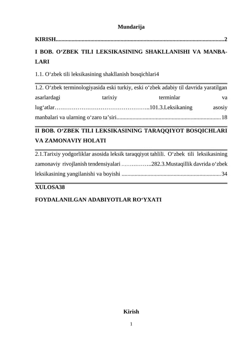 O‘zbek leksikasining tarixiy taraqqiyoti
