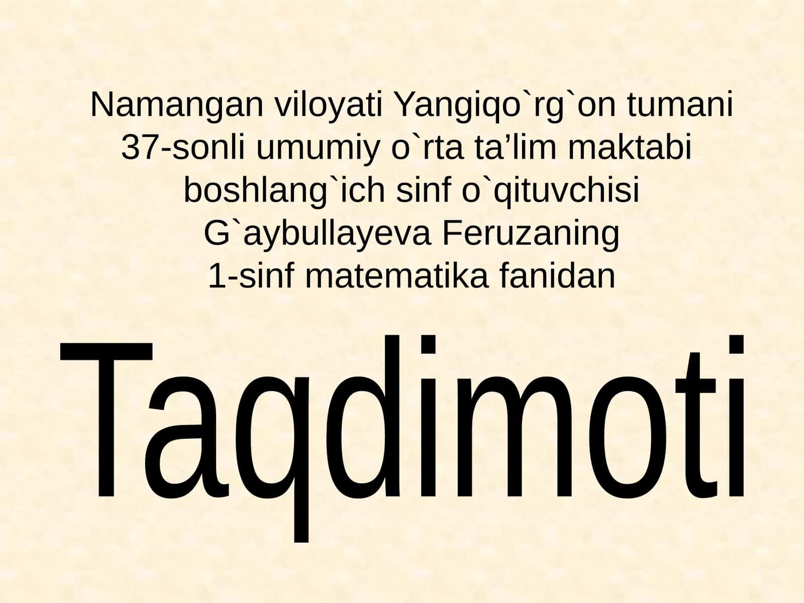 1-sinf matematika fanidan Taqdimoti