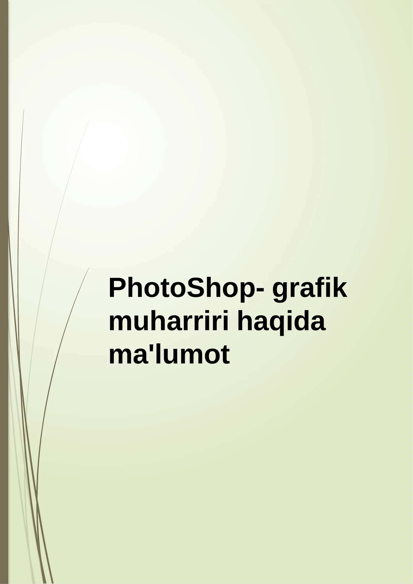 PhotoShop-grafik muharriri haqida ma'lumot