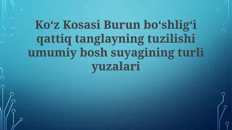 Bosh suyagining umumiy tuzilishi va uning yuzalari