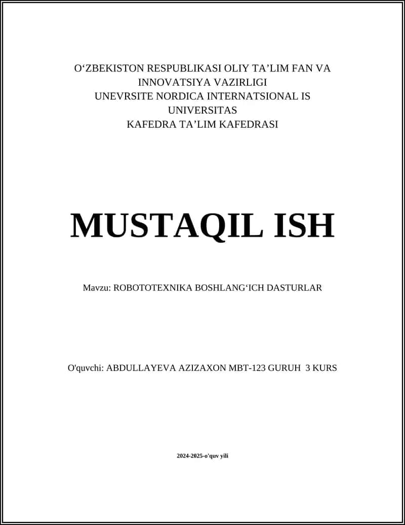 ROBOTOTEXNIKA BOSHLANGʻICH DASTURLAR