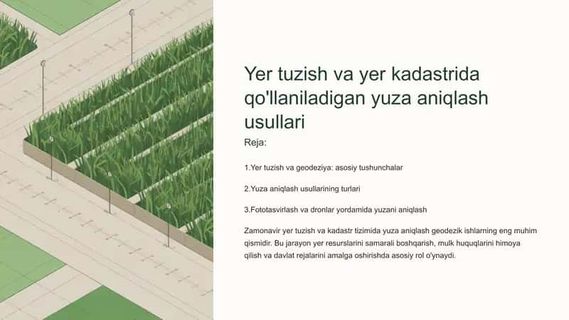 Yer tuzish va yer kadastrida qo'llaniladigan yuza aniqlash usullari