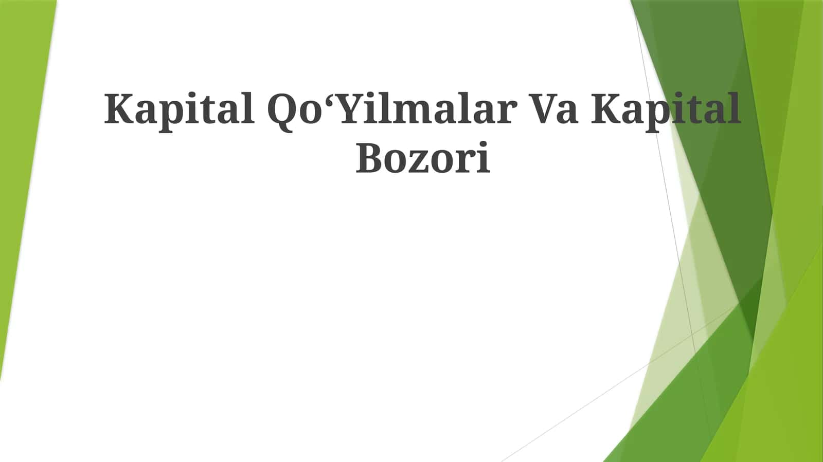 Kapital QoʻYilmalar VaKapitalBozori