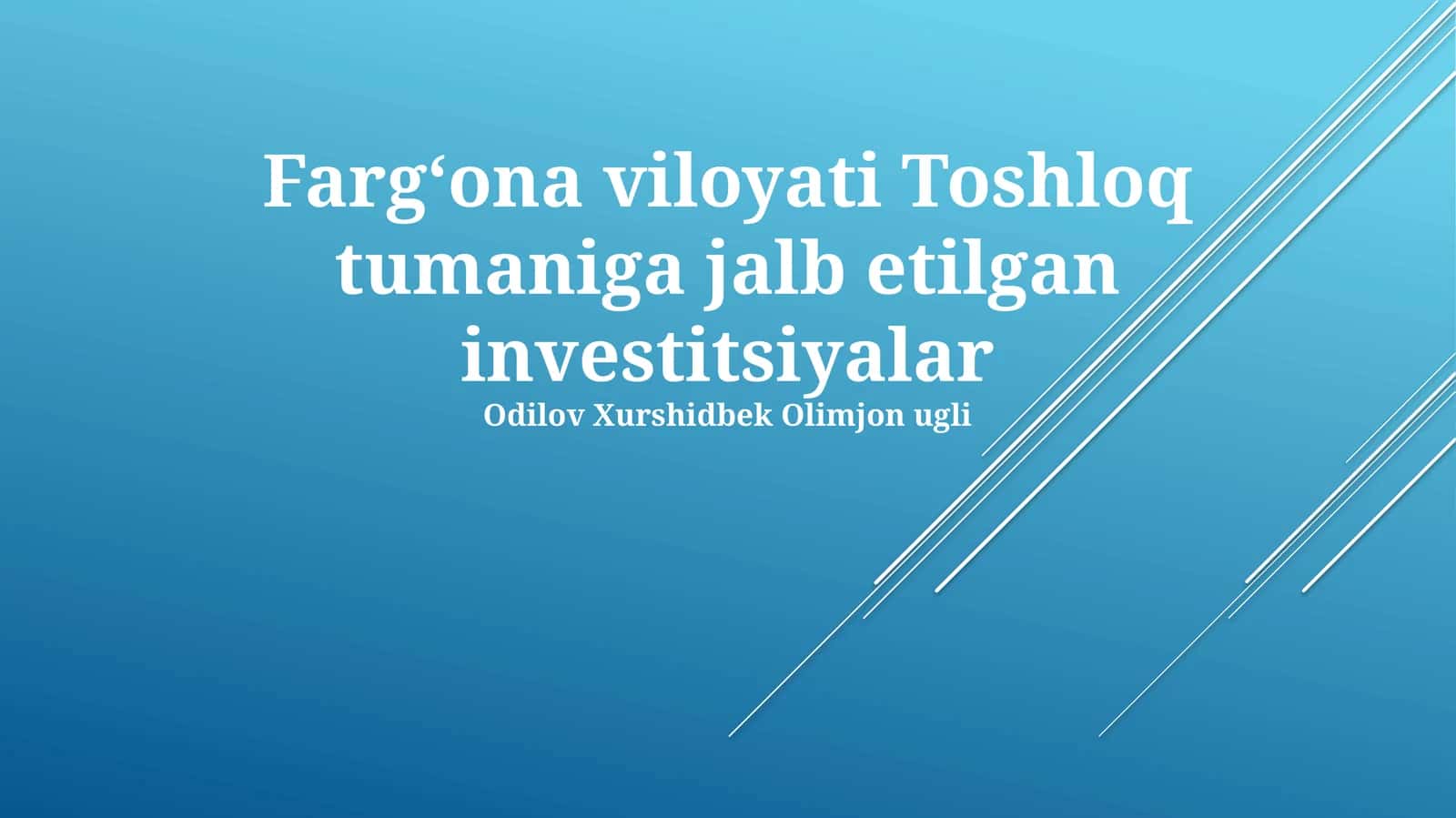 Investitsiyalar va investitsiya loyihalari