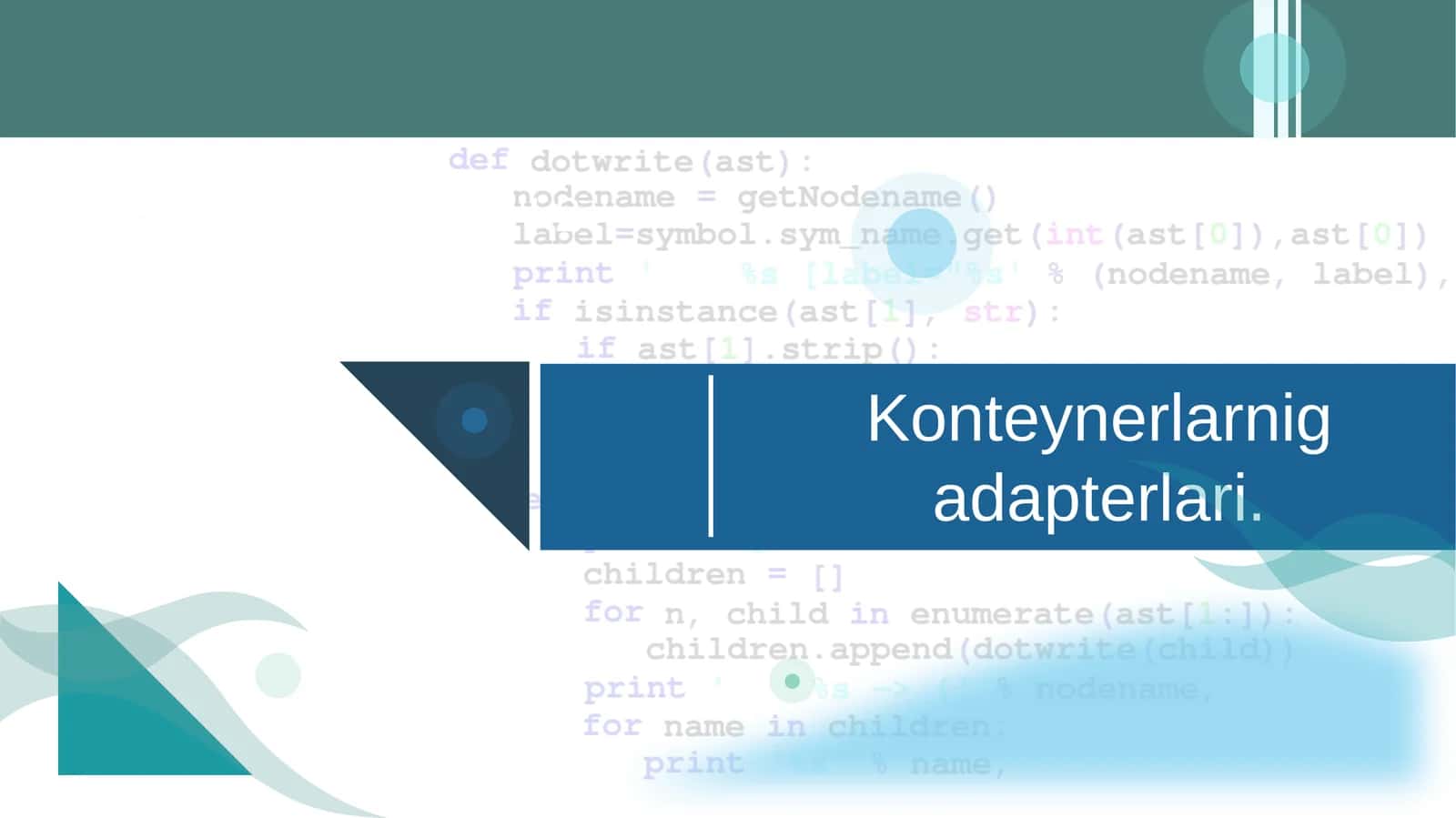 Konteynerlarnig adapterlari.