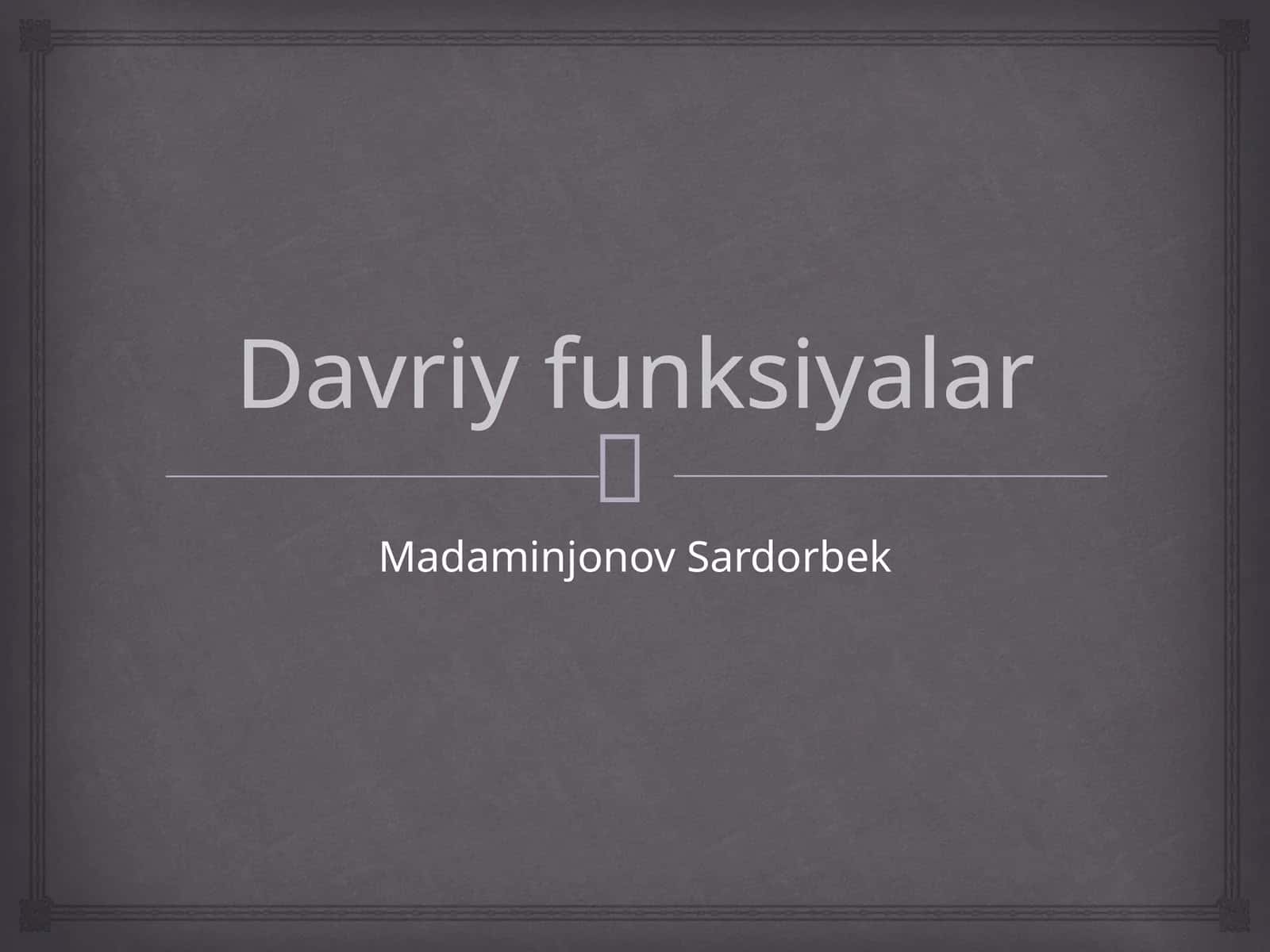 Davriy funksiyalar