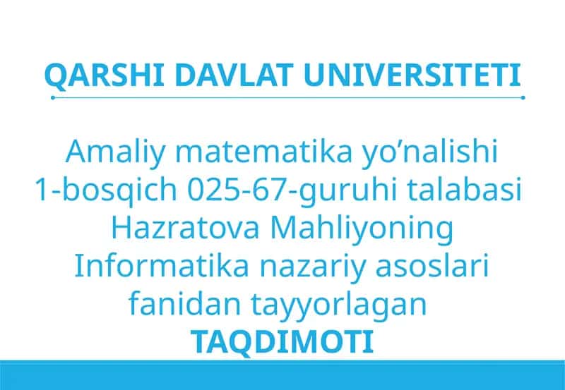 ALGORITIMLAR NAZARIYASI