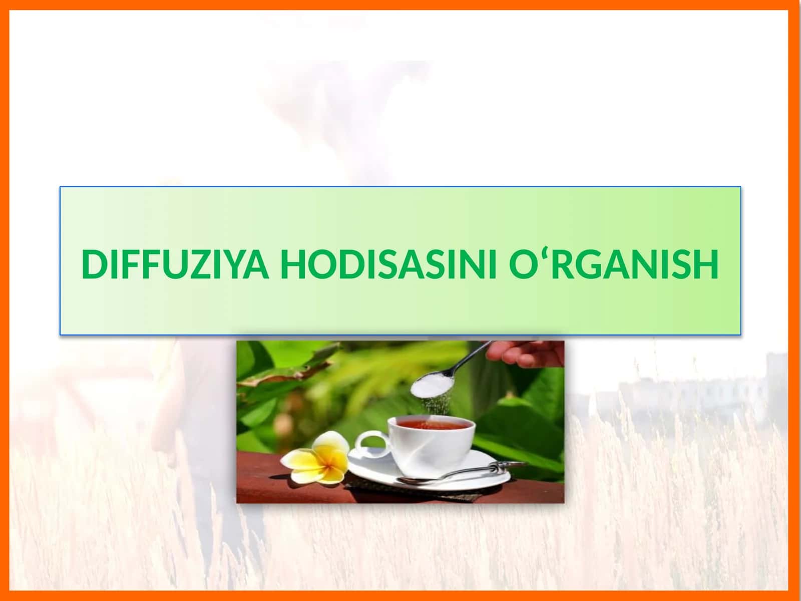 DIFFUZIYA HODISASINI O‘RGANISH